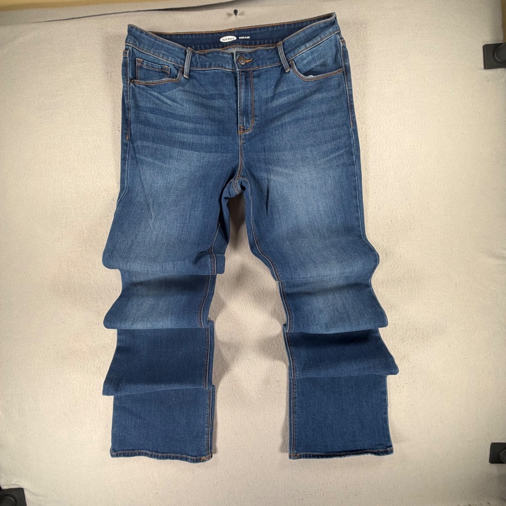 Old Navy Women's Size 14 Tall Blue Jeans Straight Leg Stretch Denim Medium Wash